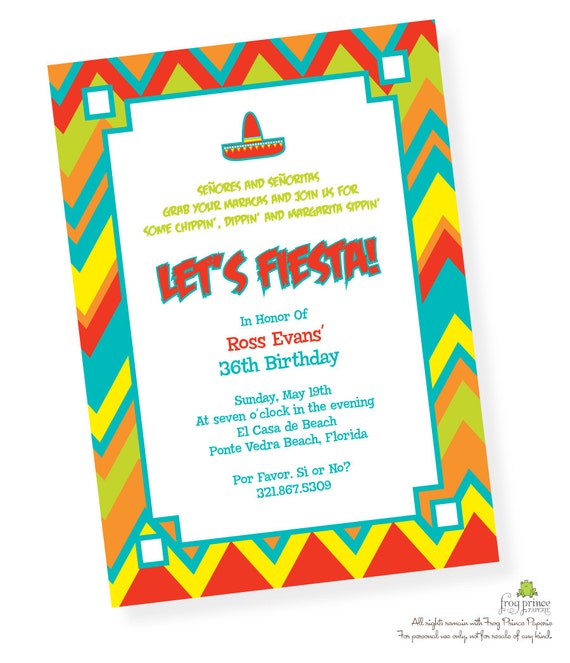 Fiesta Cinco de Mayo Custom Printable Invitation Il_570xn