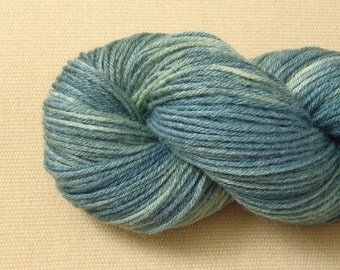 Semi Solid Blue Green - Hand Dyed Fingering Sock Weight Yarn - Superwash Merino Bamboo Nylon Blend