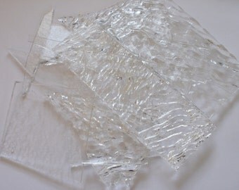 Clear 90 COE Fusible Scrap One Half Pound 8 Ounces Thin Regular Textured