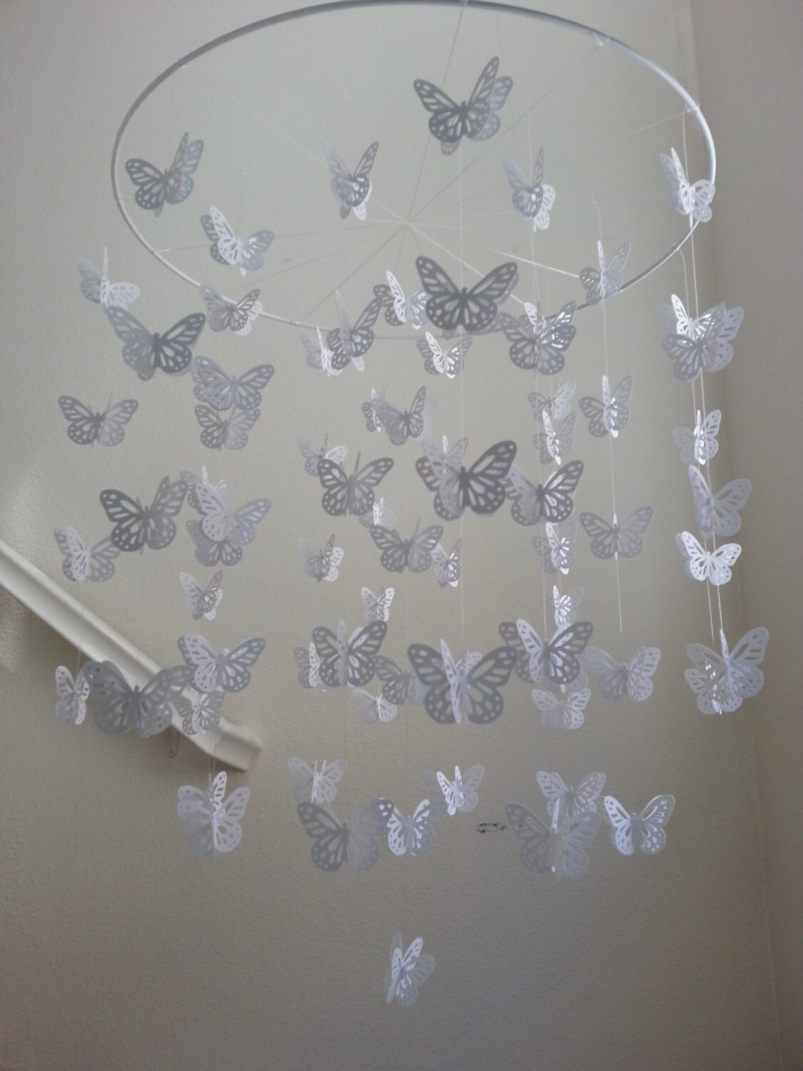 Butterfly Baby Mobile White Butterfly Mobile 14 inch