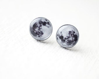 Full Moon earrings - Astronomy jewelry - Space - Ear Studs - Moon Studs Earrings BUY 2 GET 1 FREE