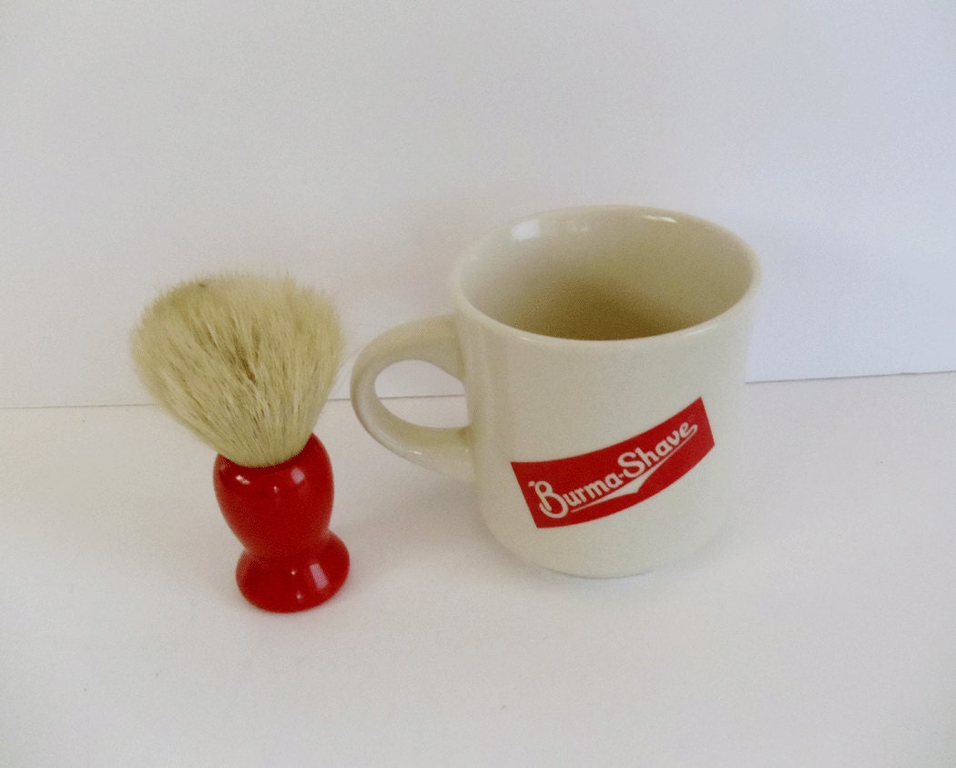 Vintage Burma Shave Soap Mug Cup and Brush Red Logo