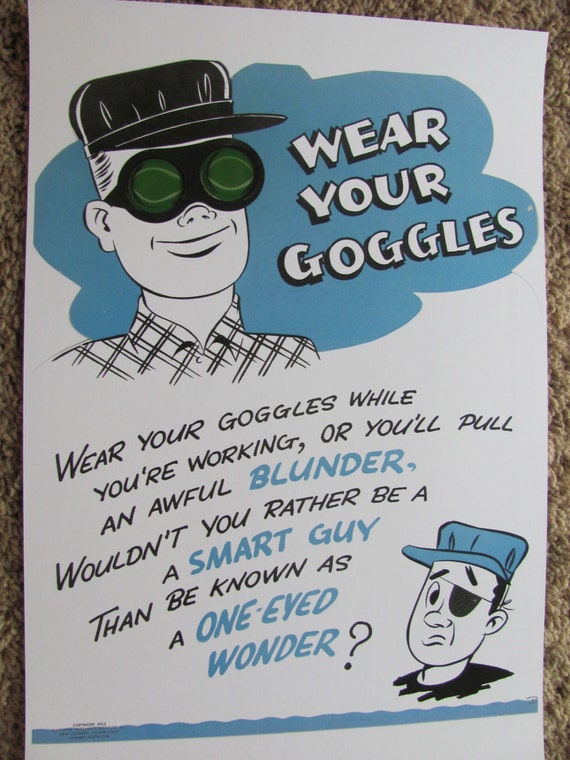 Poster Wear Your Goggles Retro Vintage Safety Poster
