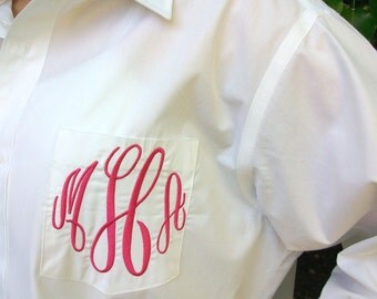 Monogrammed Button Down shirt, Bride or Bridesmaid, Wedding day party cover up or Sorority gift