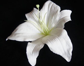 White Lily Flower Hair Clip Large 8.00 Inch.