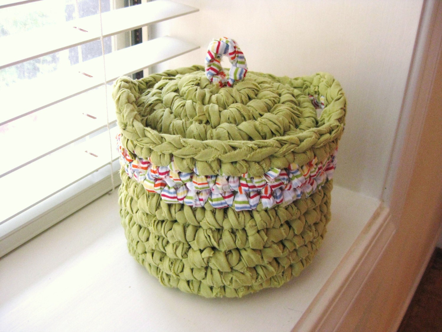 RESERVED for VENUSRag Basket with LidCrochet by RoseJasmine