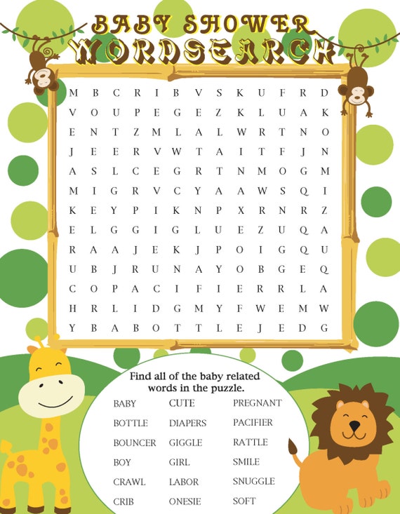 items similar to printable jungle themed baby shower word