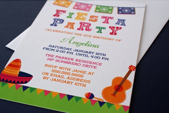 Printed Fiesta Birthday Party Invitations - Digital Version Available Il_570xn