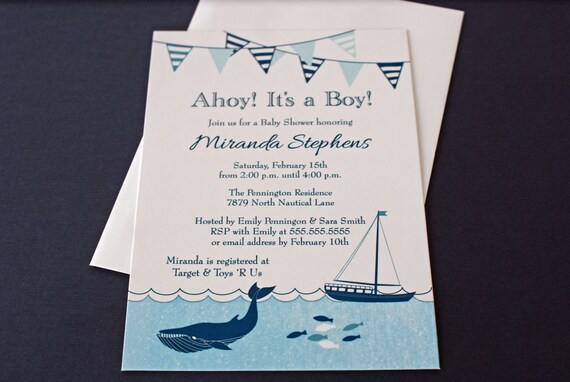 Printed Nautical Sailboat Boy Baby Shower Invitations Il_570xn