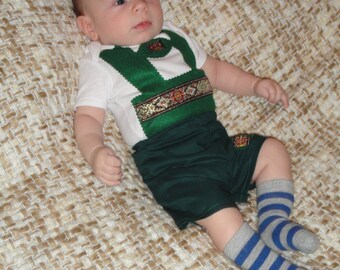 Traditional green baby lederhosen onesie lederhosen baby