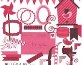 25% OFF SALE Valentine Clip Art Digital Frame Banner Washi Tape Birdhouse Clip Art Be My Valentine 1 Il_170x135