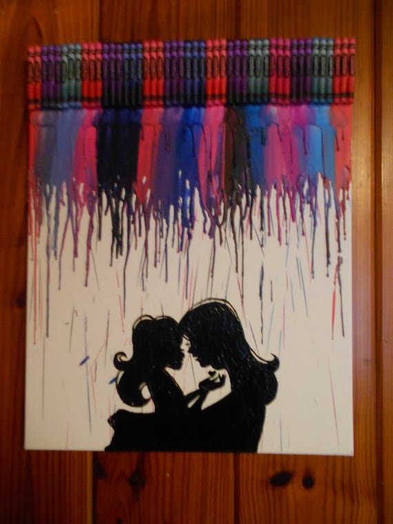 Happy Mother's Day Melted Crayon Painting Mother and