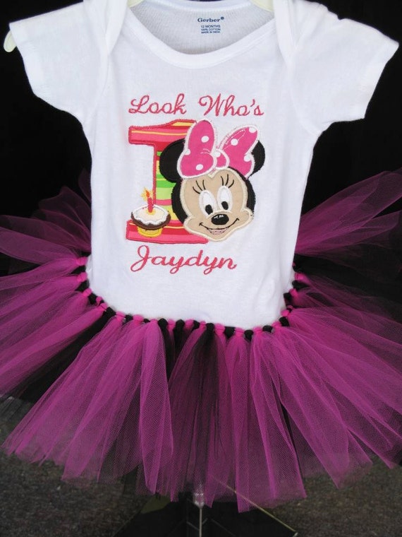 look whos 1 first birthday minnie mouse custom tutu onesie