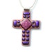 LARGE Cross Pendant, Dichroic Glass Pendant, Fused Glass Jewelry, Faith, Spiritual, Christ, Jesus, Hope, Pink, Purple (Item 10033-PC)