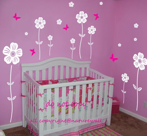 Flower wall decals tree decals baby nursery kids by NatureWall