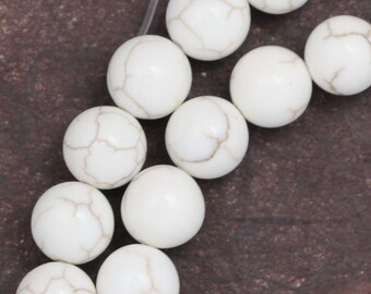 White Magnesite Beads - 8mm Round