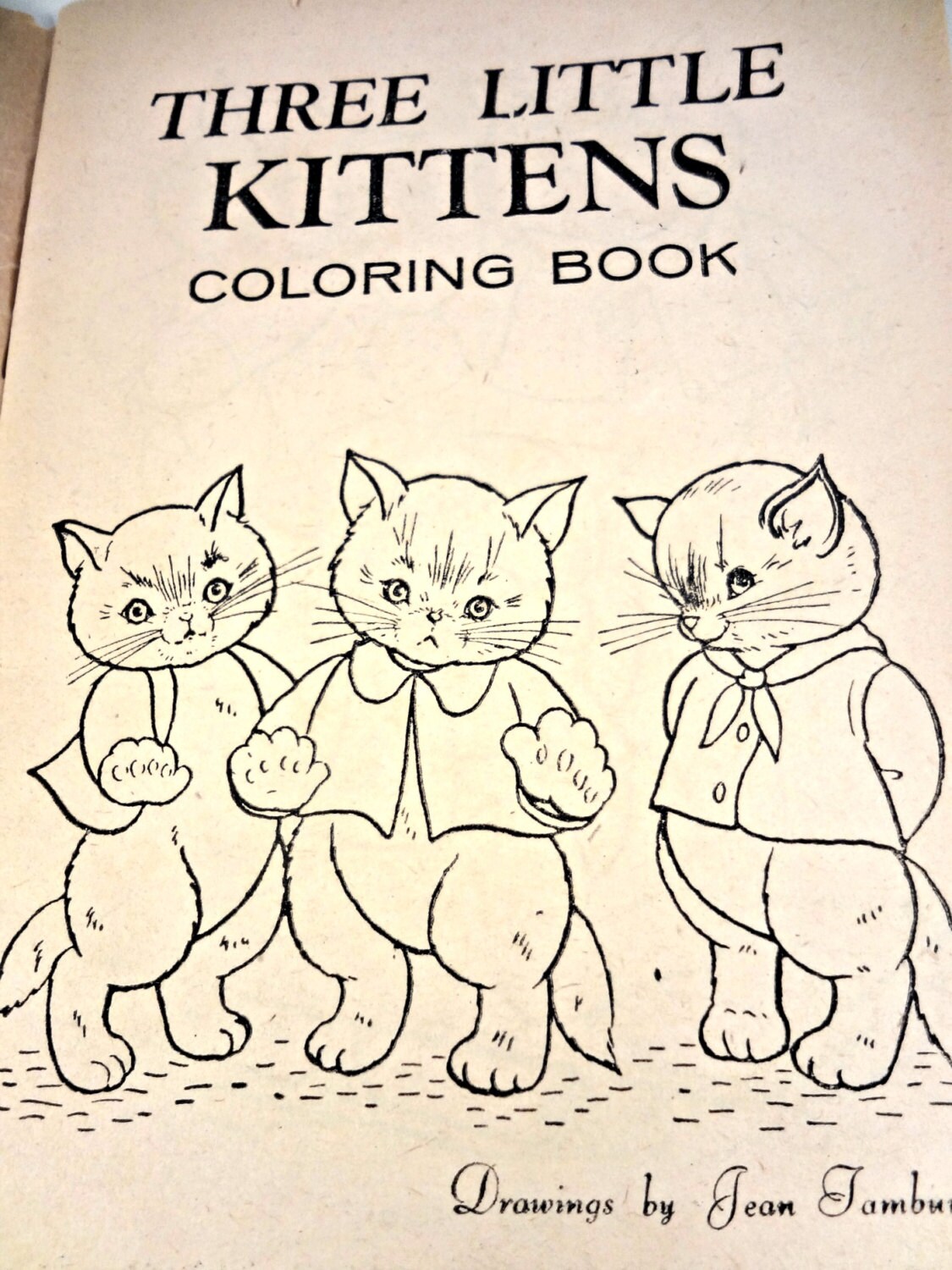 Download Vintage Three Little Kittens Coloring Book Unused