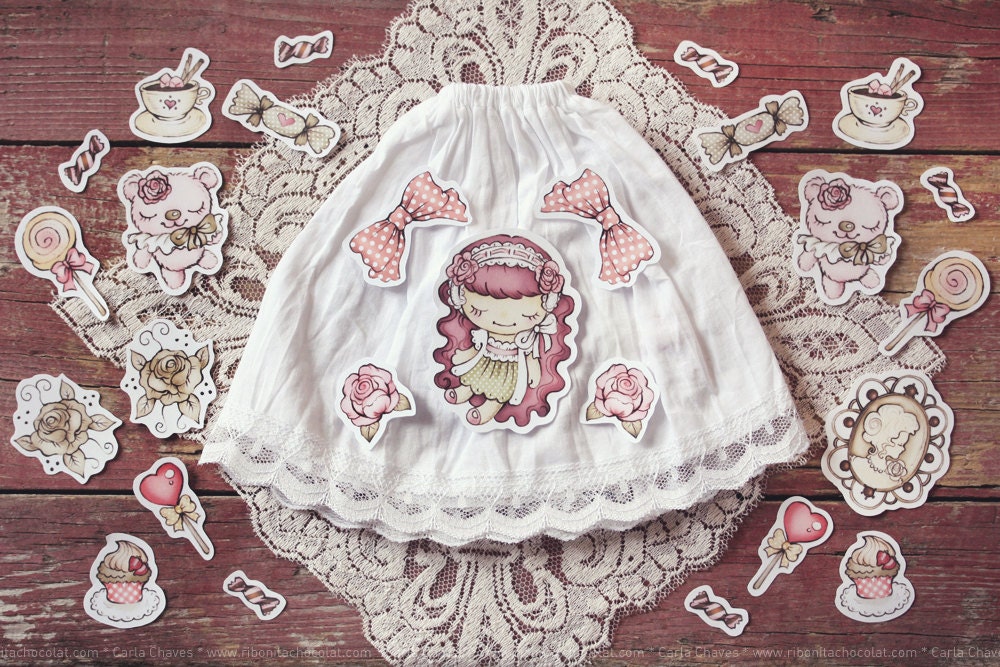 Antique lolita set of ironon transfers for dolls clothes