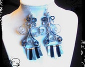 silver and black chandelier earrings
