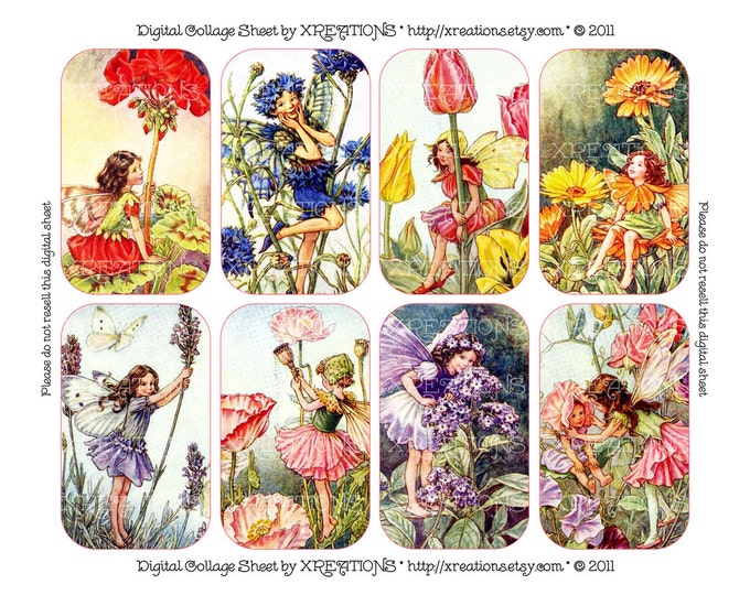 Flower Fairies of the Garden Digital Collage Sheet - For your DIY tin cans, altoids, cardmaking etc.