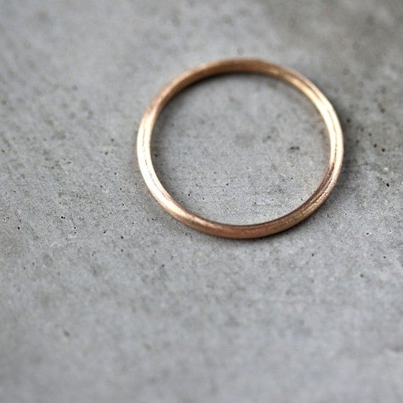 Women's Slim Gold Wedding Band Skinny Round Recycled 14k