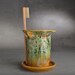 Toothbrush Holder Green Brown Toothbrush Holder by Symmetrical Pottery