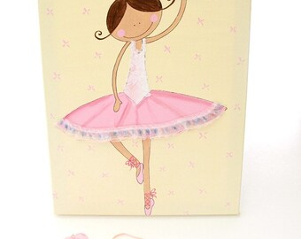 Ballerina wall art- pink ballerina canvas painting for girls room, children decor,children art, children decor, kids wall art