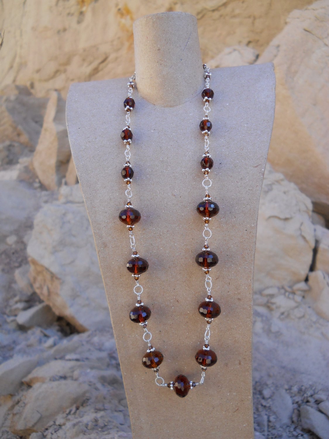 Inspired by The Tudors Topaz Coffee Brown Crystal Necklace and Earrings Set steampunk buy now online