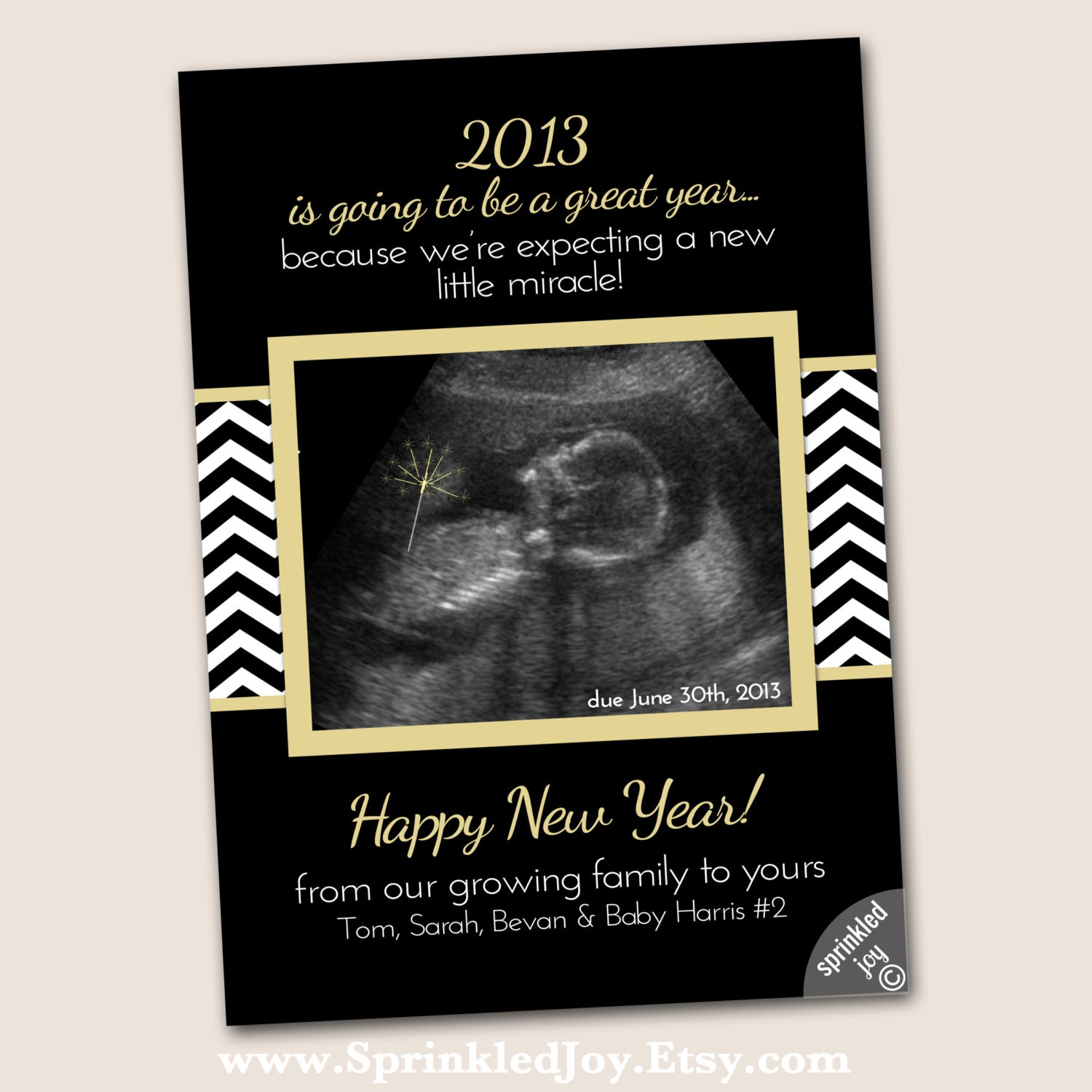 New Year Pregnancy Announcement Digital Card 4x6 5x7 or