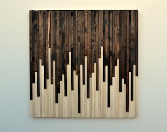 Wall Art - Wood Wall Art - Rustic Wood Sculpture Wall Installation