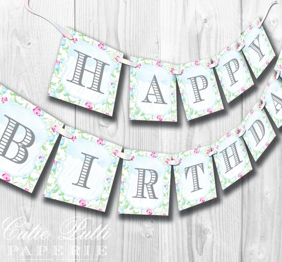 April Showers Party, Spring Party - PRINTABLE BIRTHDAY BANNER - Cutie Putti Paperie Il_570xn