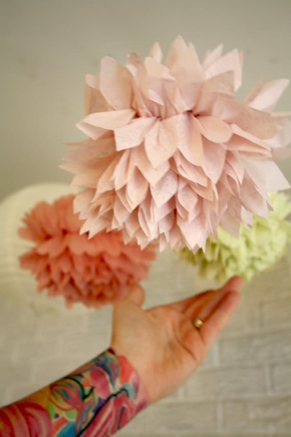 Tissue paper poms ... 3 Mini Poms ... Pick Your Colors - Budget DIY Il_570xn
