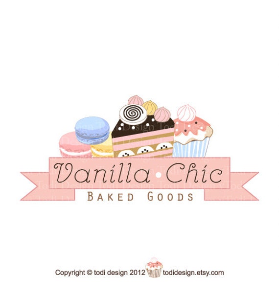 Illustré de Premade Logo design - vanille et Chic - boulangerie Cupcake Boutique