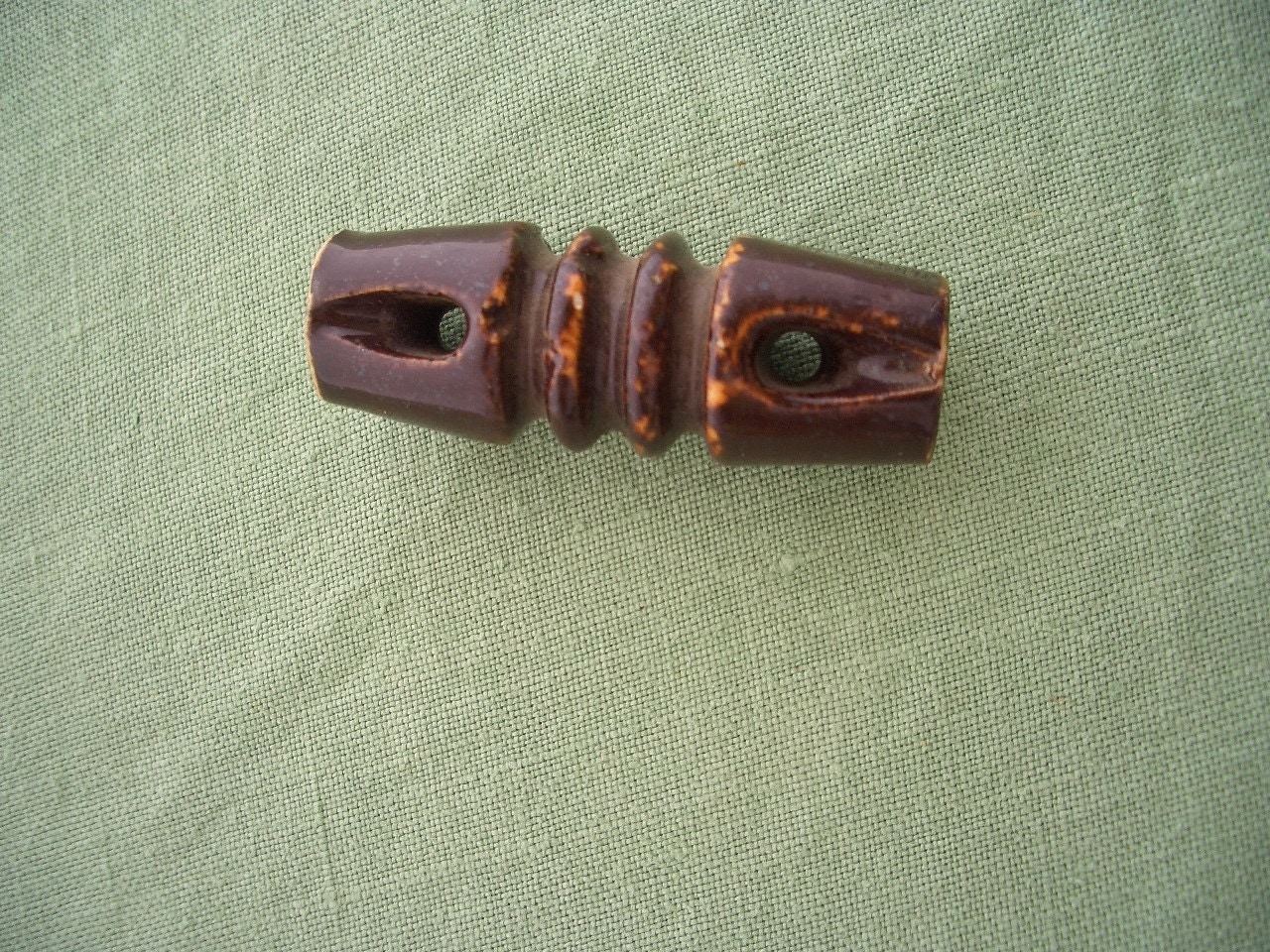 Vintage Insulator for Electric Fence Brown Ceramic