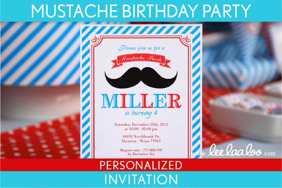 Mustache Bash Mustache Party Little Man Birthday Party Invitation Personalized Printable // Mustache - B34Pa1 Il_570xn