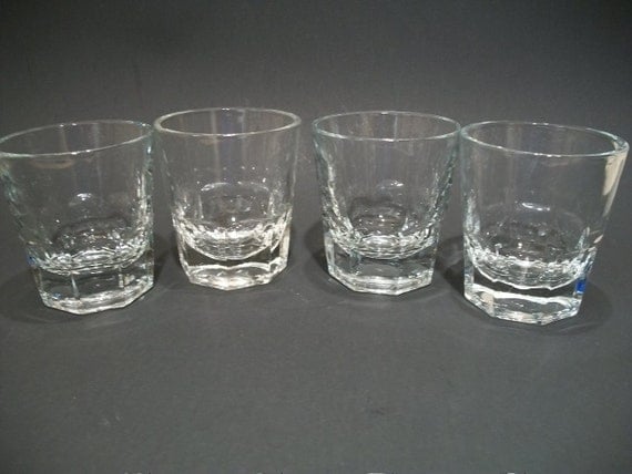 Set of 4 Whiskey Glasses Vintage Barware 4 oz by GiniCrafts