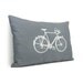 Gray and white decorative pillow cover - White vintage bicycle print on medium grey twill fabric - 12x18 lumbar pillow cover