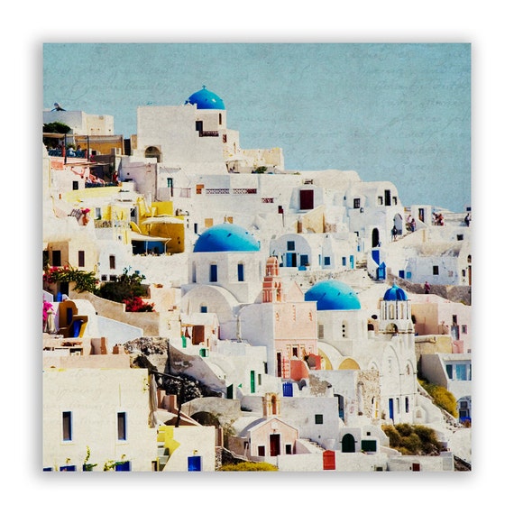 Items similar to Aqua Decor Pastel Home Decor, Greece Photography