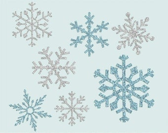 Glitter Snowflake clipart, glitter snowflake clip art images, commercial use- Instant Download