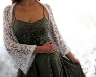 COTTON SHRUG .... Hand Knitted Shrug in White color
