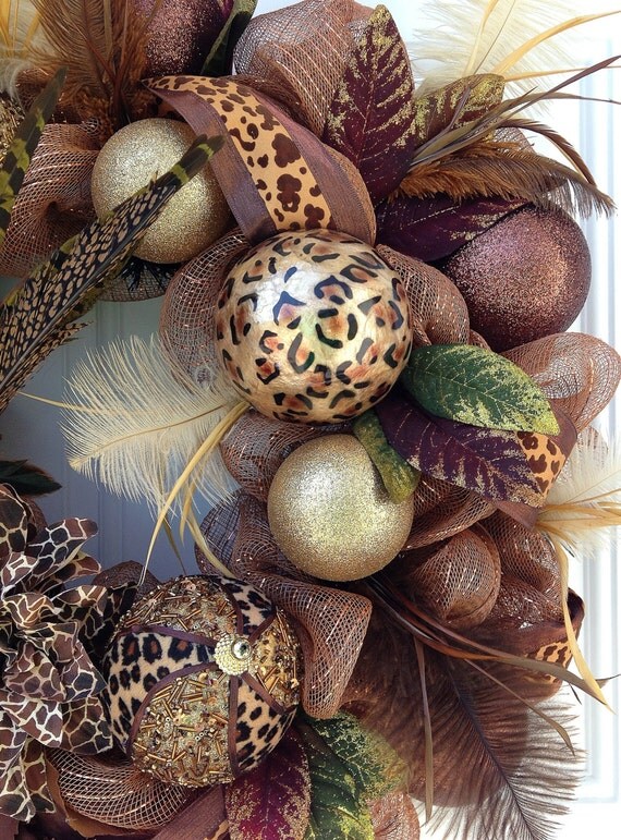 Leopard Print Deco Mesh Wreath