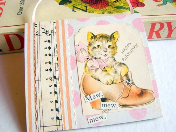 Any Age Birthday  Kitten in a Shoe  Mew Mew Mew  by mimiandlucy