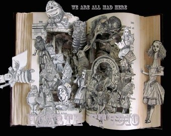 Alice in wonderland altered book Print instant download Last minute gift