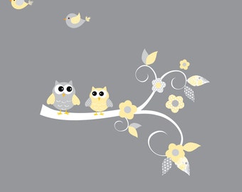 Decals Stickers Vinyl Wall Decal Tree Branch Owls-e57