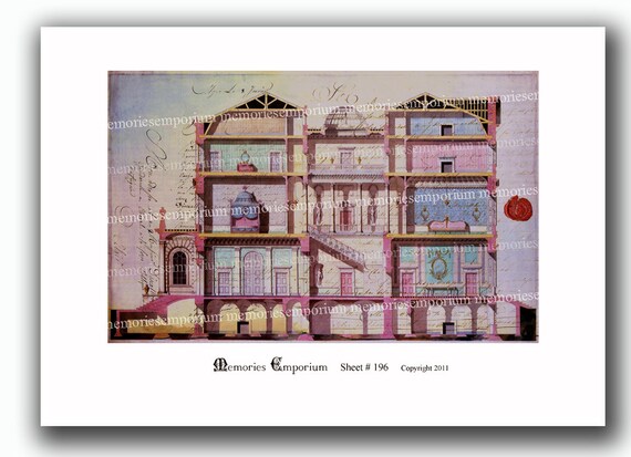 collage maison decoupage Large House Background Antique Paris Architecture Design