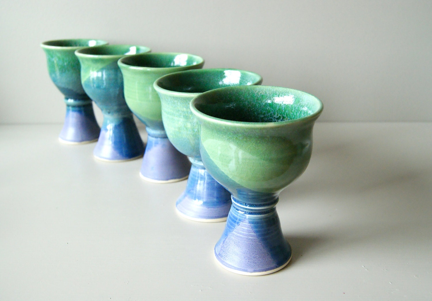 Goblet Wine Glass Green Blue Lavender Chalice Goblet Wine