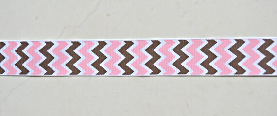 Best Buds chocolate brown and pink chevron on 7/8" grosgrain Il_570xn