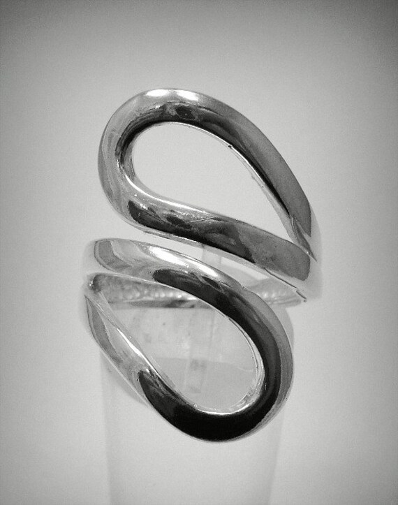 R001250 Stylish Long STERLING SILVER Ring Solid 925