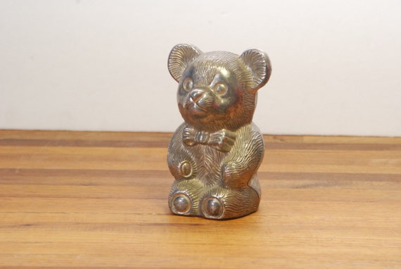 silver teddy bear piggy bank