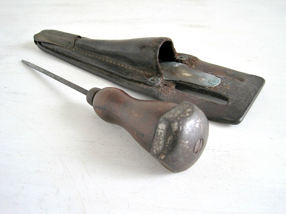 Antique Ice Pick Tool & Scabbard Industrial Decor